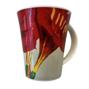 Churchill Fine Bone‎ China Coffee Mug 12fl oz Red Lily Porcelain Teacup Floral